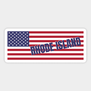 Rhode Island State in American Flag Sticker